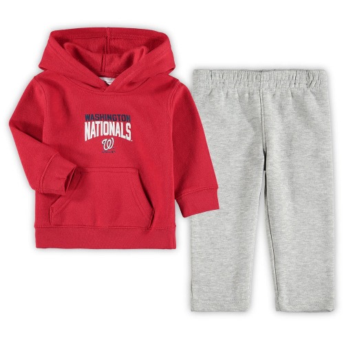Infant Washington Nationals Red/Heathered Gray Fan Flare Fleece Hoodie and Pants Set