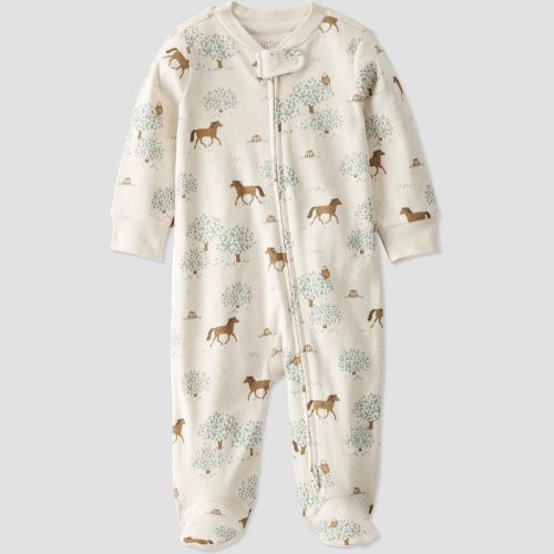 Little Planet By Carter's Organic Baby Boys' Horses Sleep N' Play - Brown/cream 3m
