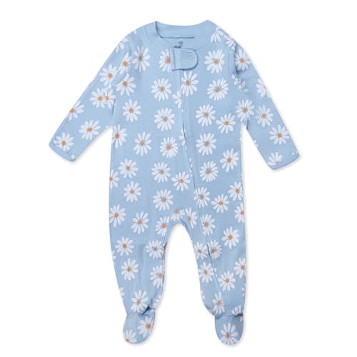 HonestBaby Sleep & Play Footed One-Piece Pajama Sleeper 100% Organic Cotton, Baby Girls