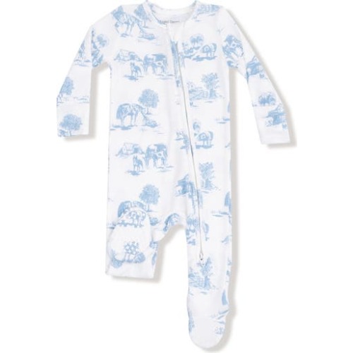 Farm Toile Print Footie, 3-6M