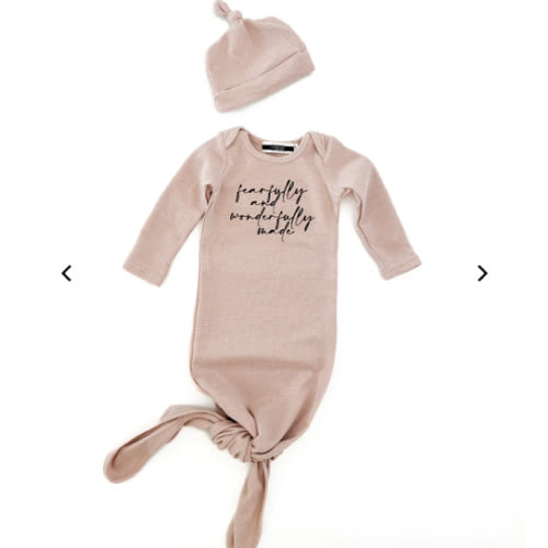 Fearfully & Wonderfully Made Knotted Baby Sleeper & Matching Beanie