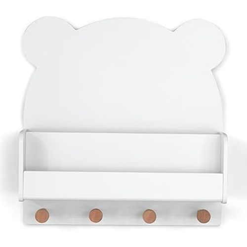 babyGap by Delta Children Brannan Bear Wall Shelf with 4 Hooks, White