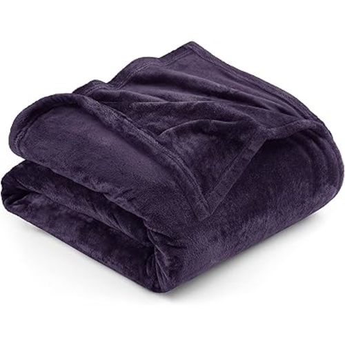 Utopia Bedding Fleece Blanket Queen Size Purple 300GSM Luxury Anti-Static Fuzzy Soft Microfiber Bed Blanket (90x90 Inch)