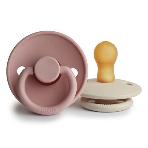 FRIGG Natural Rubber Baby Pacifier | Made in Denmark (Blush/Cream, 0-6 Months)