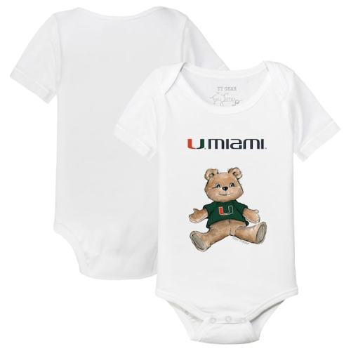 Infant Tiny Turnip White Miami Hurricanes Teddy Bodysuit