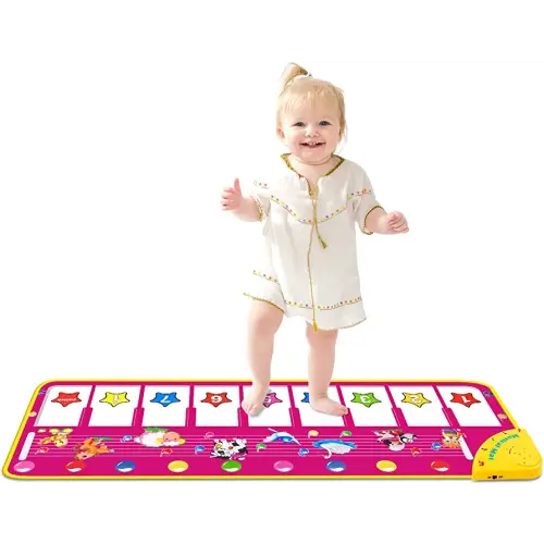 M SANMERSEN Piano Mat, Musical Keyboard Playmat 39.5" Electronic Music Animal Touch Play Blanket Funny Xmas Gift Toy