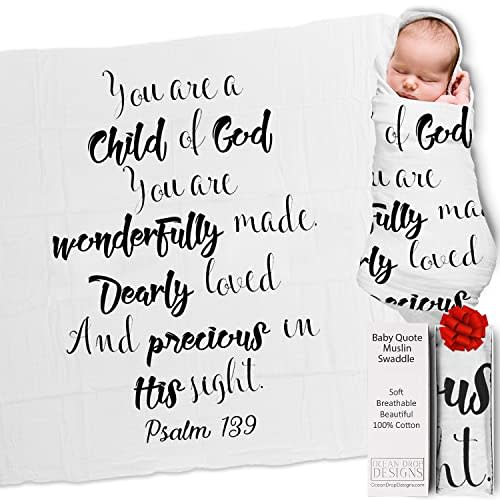 Ocean Drop Designs Muslin Swaddle Blankets - Baby Gifts for Boys & Girls - Gender Neutral Christian Newborn Gifts