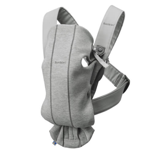 BabyBjörn Baby Carrier Mini, Light Gray, 3D Jersey | Infant Carrier (7-25 lbs), Ergonomic, Easy-to-Use