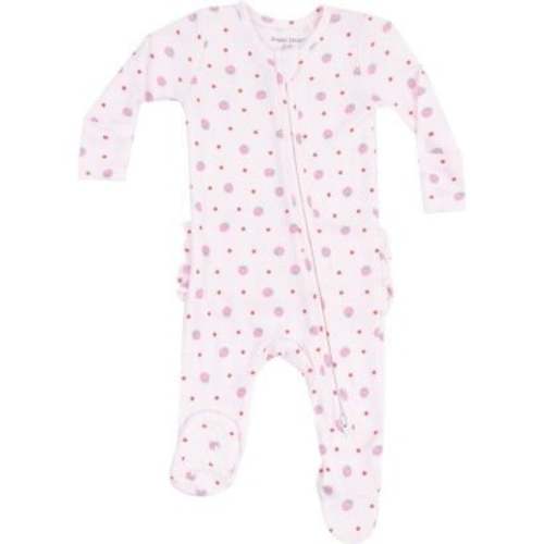 2 Way Zipper Ruffle Back Footie, Strawberry Swiss Dot - Angel Dear | Maisonette