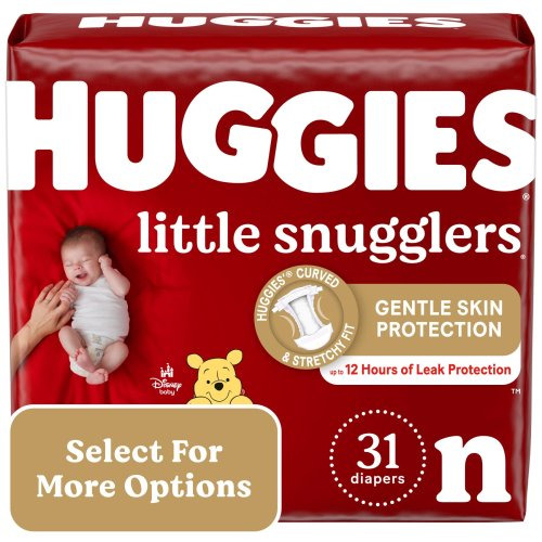 Huggies Little Snugglers Baby Diapers, Size Newborn (up to 10 lbs), 31 Ct (Select for More Options)