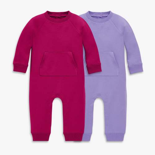 Baby sweatshirt romper 2-pack - Iris / raspberry / 3-6