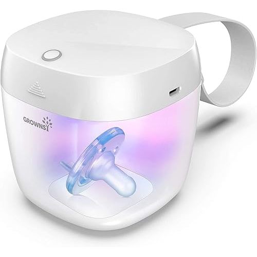 GROWNSY Pacifier Sanitizer Portable, UV Light Sanitizer on The Go, USB Charging Sanitizer Case, Mini Pacifier Sanitizer 99.99% Cleaned in 59 Seconds (White)