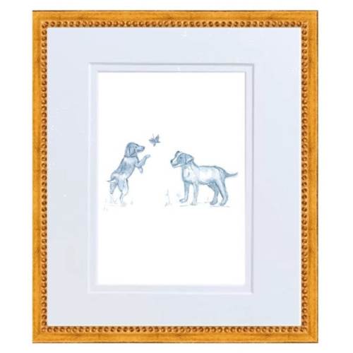 Snips and Snails Toile Hand Painted Watercolor Print With Mat Two Puppies - Etsy
