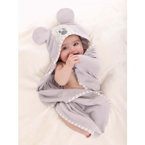 Disney Baby Wishes + Dreams Mickey Mouse Baby Neutral Infant Bath Set, Hooded Towel and 3 Washcloths