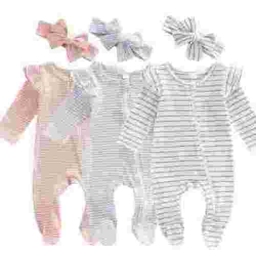 WIBACKER Baby Girls' Sleep and Play Pajamas Cotton One-Piece Footies Romper Jumpsuit Zip Front Pjs