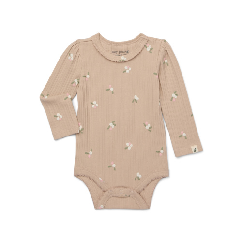 easy-peasy Baby Holiday Long Sleeve Print Pointelle Bodysuit, Sizes 0-24 Months