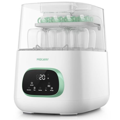 MOLWAY【Upgraded】Baby Bottle Washer, Sterilizer and Dryer, All-in-One Pro Cleaning Machine for Bottles, Pump Parts & Baby Essentials, Effortless Care, Replaces Hand Washing