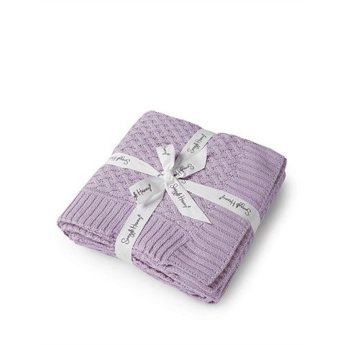 Snuggle Hunny Lavender Diamond Knit Organic Baby Blanket | David Jones