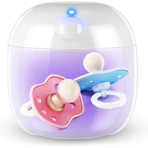 Qualirey Portable Pacifier Disinfection, Mini UV Light Disinfection, 99.99% Disinfection in 3 Mins, USB Rechargeable, Mini UV-C Disinfection Box for Baby Pacifier, Bottle Nipples, Teethers (White)
