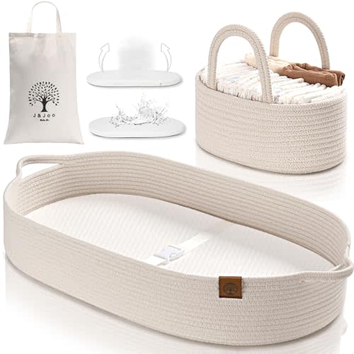 J&Joo Baby Changing Basket with Wipeable Waterproof Cover, Portable, Foldable Changing Pad for Dresser, Changing Table Topper, Living Room Changing Pad