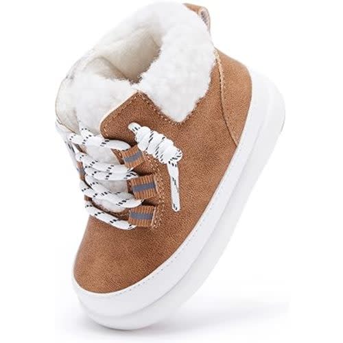 BMCiTYBM Baby Snow Boots Winter Shoes Infant Boys Girls Booties Non Slip Cold Weather 6-24 Months - 12-18 Months Toddler - 1-brown