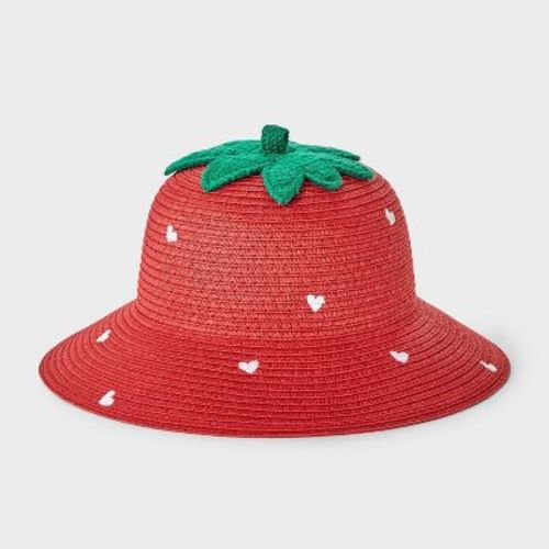 Baby Girls' Strawberry Heart Bucket Hat - Cat & Jack™ Red 12-24M