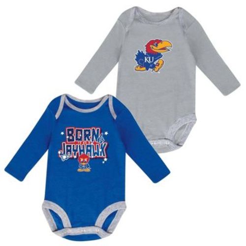 NCAA Kansas Jayhawks Boys' 2pk Long Sleeve Bodysuit - 3-6M