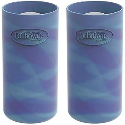 Dr. Brown's Natural Flow Options+ Glass Baby Bottle Sleeves,100% Silicone,8 oz,Narrow,Glow in The Dark (Pack of 2)