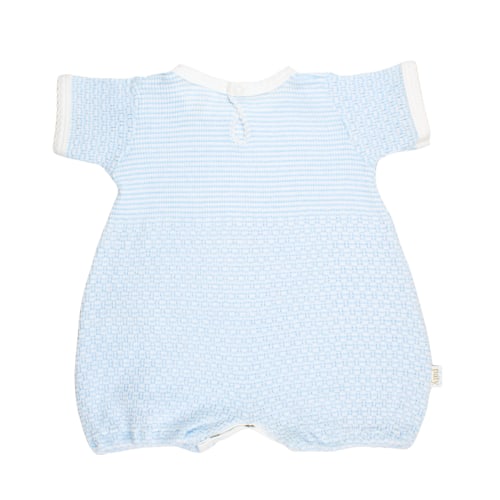 Paty Knit Solid Color Bubble with Pima Trim - 3 month blue with white trim