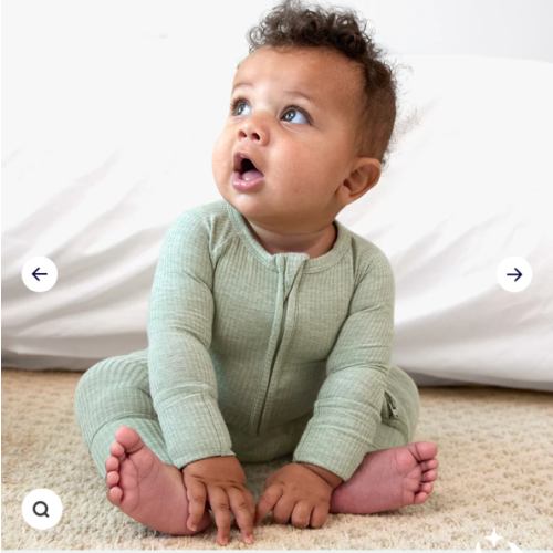 Heather Sage Ribbed Zippy - Little Sleepies - 3-6m