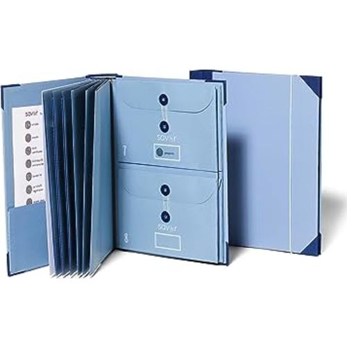 Savor | The Original Folio Document Organizer | Custom Dyed Cloth Bound Expanding File Folder for Important Papers, Emergency Binder, Birth Certificates, Social Security Cards, Passports, and Letters