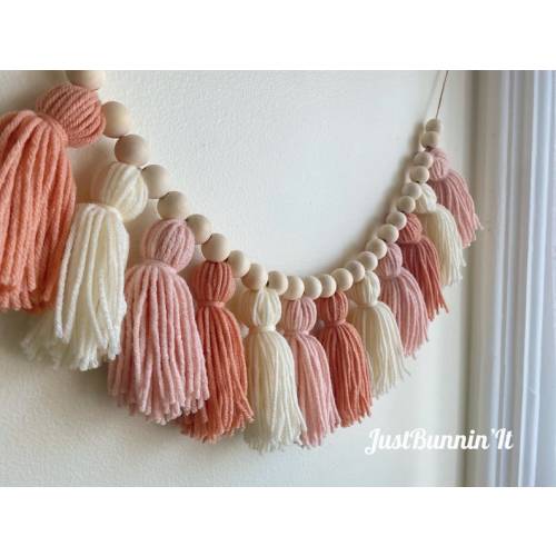 Blush & Cream Tassel Garland Blush Nursery Decor Girl Pink - Etsy