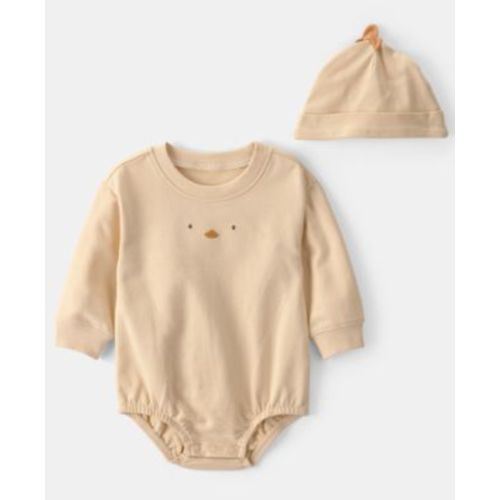Baby Boys' or Baby Girls' Chick Bubble Round Neck Romper and Hat, 2-Piece Set