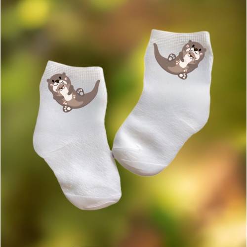 Baby/Toddler/Child Otter Holding Baby Socks. Multiple sizes offered. Choose from 0-6 months to 10 years. Every Baby Needs. Cute Baby Gift!