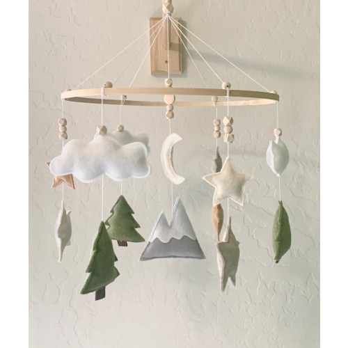 Forest Mountain Baby Mobile, Outdoorsy Baby Mobile, Mountain Baby Mobile, Wilderness Nursery, Star Baby Mobile, Tree Baby Mobile