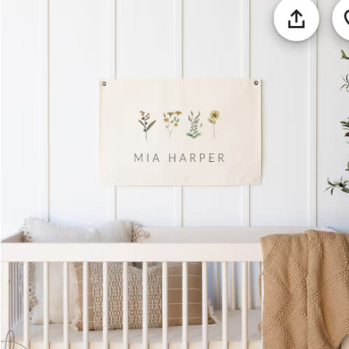 Custom Girl Name Sign With Wildflowers