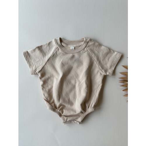 0/3m | Bubble Romper | Tan | Organic Cotton Fleece