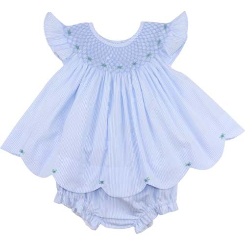 Blue Striped Smocked Rosette Diaper Set – Cecil & Lou