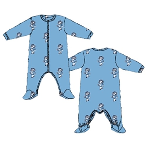 Johnny T-shirt - North Carolina Tar Heels - Infant All-Over Print Zippered Footed Pajamas (CB) by Wes & Willy