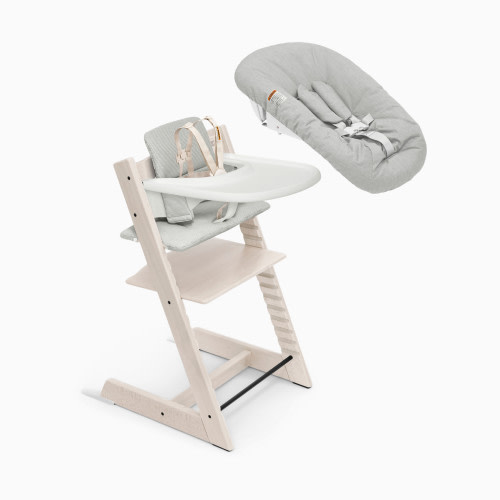 Stokke Tripp Trapp High Chair Complete² + Newborn Set - Whitewash/Nordic Cushion/White Tray