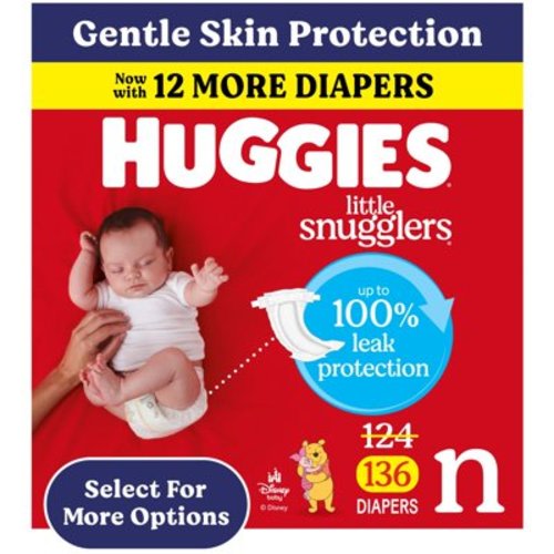 Huggies Little Snugglers Baby Diapers, Size Newborn (Up to 10 lbs), 130 Ct (Select for More)