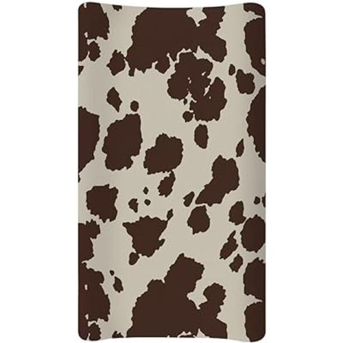 Cow Print Changing Pad Cover Brown Diaper Changing Pad Cover Soft & Breathable Comfy Diaper Change Table Sheets Universal Fit Cradle Mattress Sheets for Baby Girls Boys