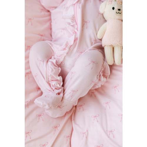 Blush & Bows Ruffled Footie