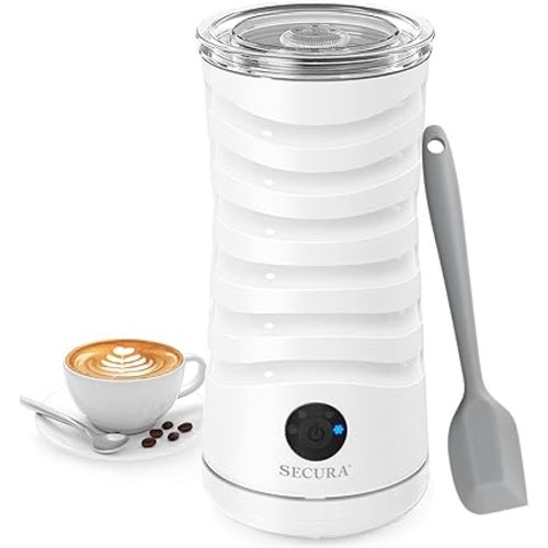Secura Electric Milk Frother, Automatic Milk Steamer, 4-IN-1 Hot & Cold Foam Maker-8.4oz/240ml Milk Warmer for Latte, Cappuccinos, Macchiato with Silicone Spatula, Silent Operation & Shut-off