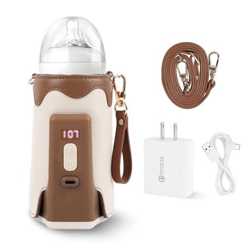 COOZMENT Portable Bottle Warmer,Travel Bottle Warmer with Fast Charging &Cordless,Lightweight&Portable Bottle Warmer,Milk Warmer with Temperature Control,Suitable for Traveling/Camping/Home