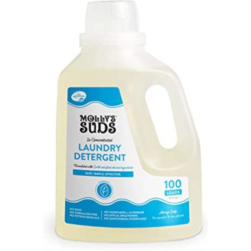 Molly's Suds Liquid Laundry Detergent | Natural Laundry Detergent Soap for Sensitive Skin | 2x Concentrated, High Efficiency (HE) | Peppermint - 100 Loads