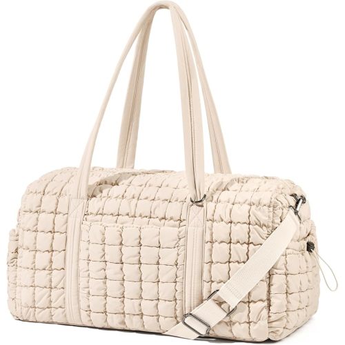 Quilted Travel Hospital Bag for Women Medium Weekender Bag Puffer Overnight Bag Large Soft Puffy Duffel Bag Carry-On Gym Bag Lightweight Personal Item Travel Bag for Trips Business Sport Airplane