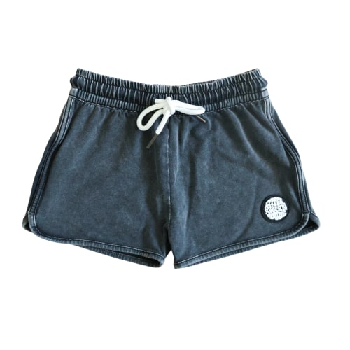 Black Acid Wash Cotton Lounge Shorts