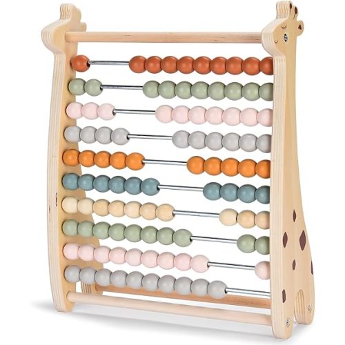 Abacus for Kids - Math Counting Toy Made of Wooden Beads and Rack - Children's Wood Number Counters for Teaching Addition, Subtraction and More - Counting Tool for Toddlers and 1st Grade Kids