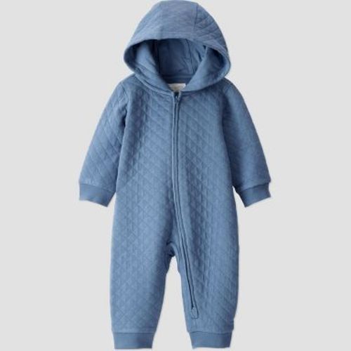 Little Planet By Carter's Organic Baby Boys' Quilted Hooded Jumpsuit - Blue 9M